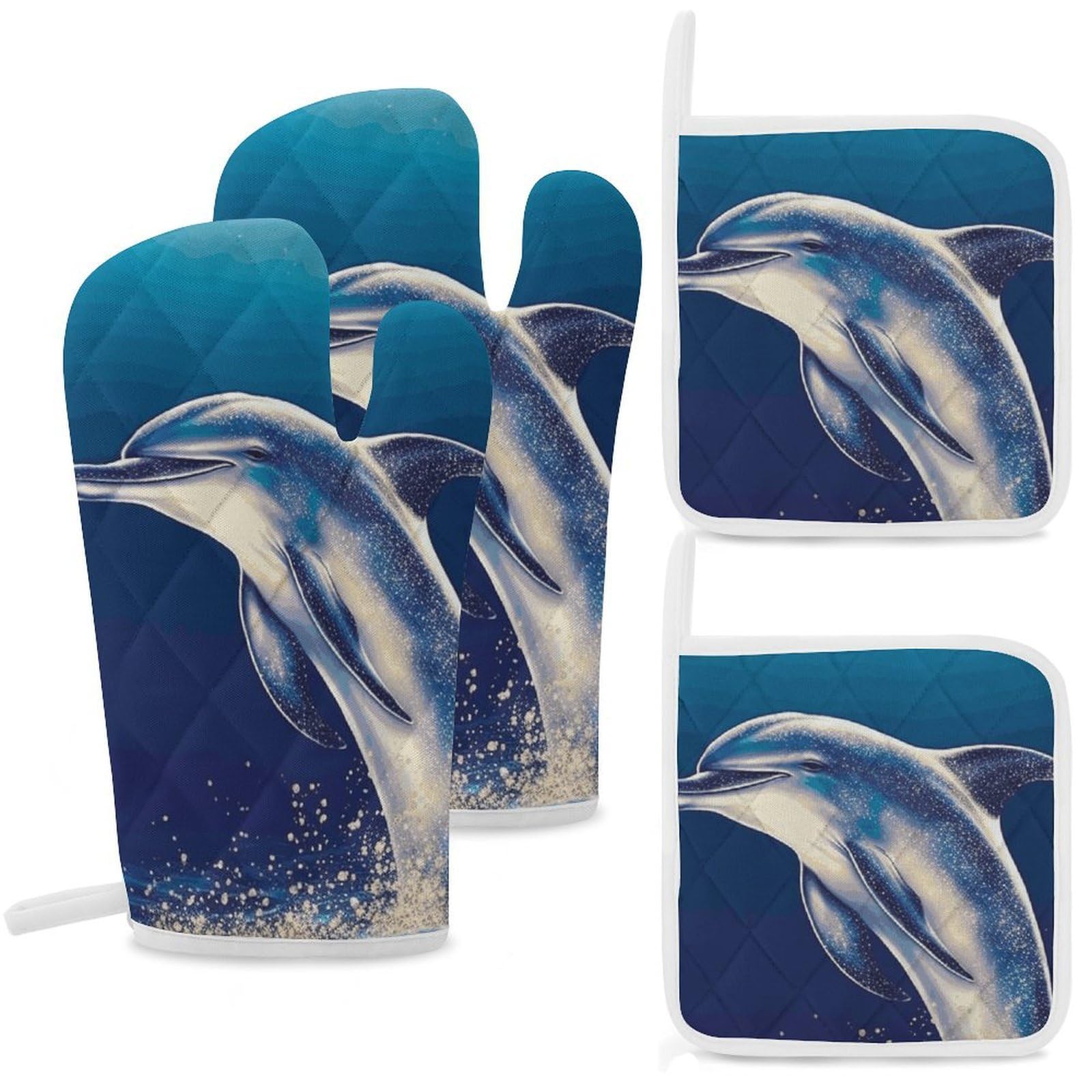 Gants de cuisine et maniques dauphin isolants pour cuisson, pâtisserie et barbecue