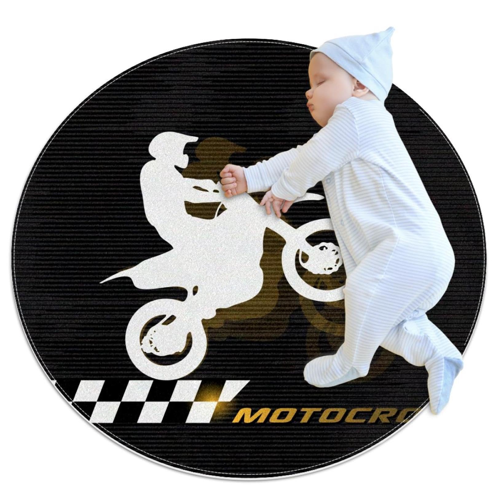 Tapis de bain motocross rond 1m pour decorer le jardin d'enfants