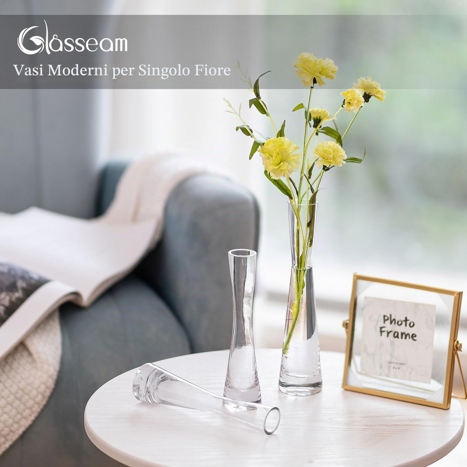 Glasseam Set di Vasi in Vetro per Centrotavola: 18 Pezzi Vaso in Vetro Trasparente per Decorazione Tavola Matrimonio Festa Casa Soggiorno - Vaso di Fiori Fatto a Mano Vasi Moderni per Fiori Piante