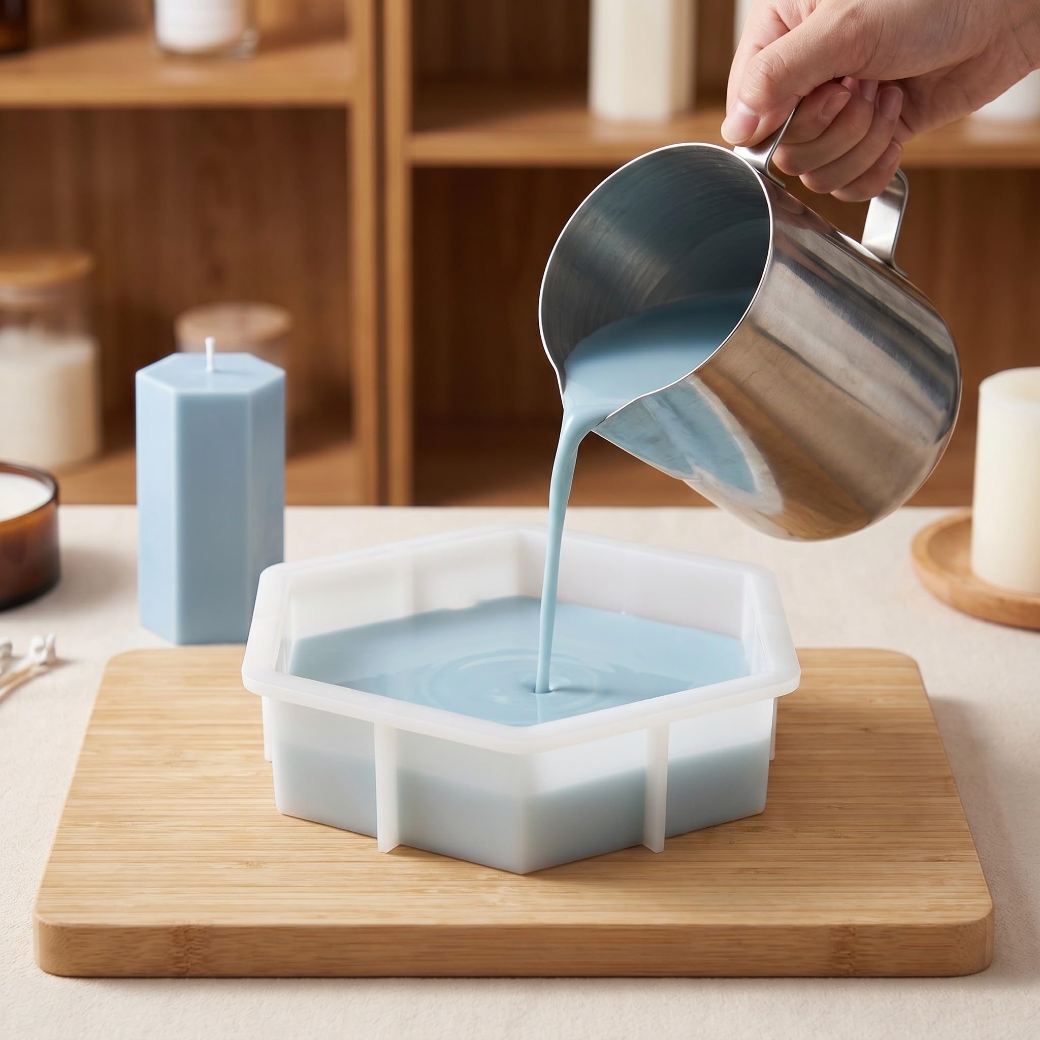 TEHAUX 3 Pezzi Stampo Esagonale in Silicone per Resina Epossidica, Superficie Liscia, Facile Estrazione, per Conservazione Fiori e Uso in Workspace e Home