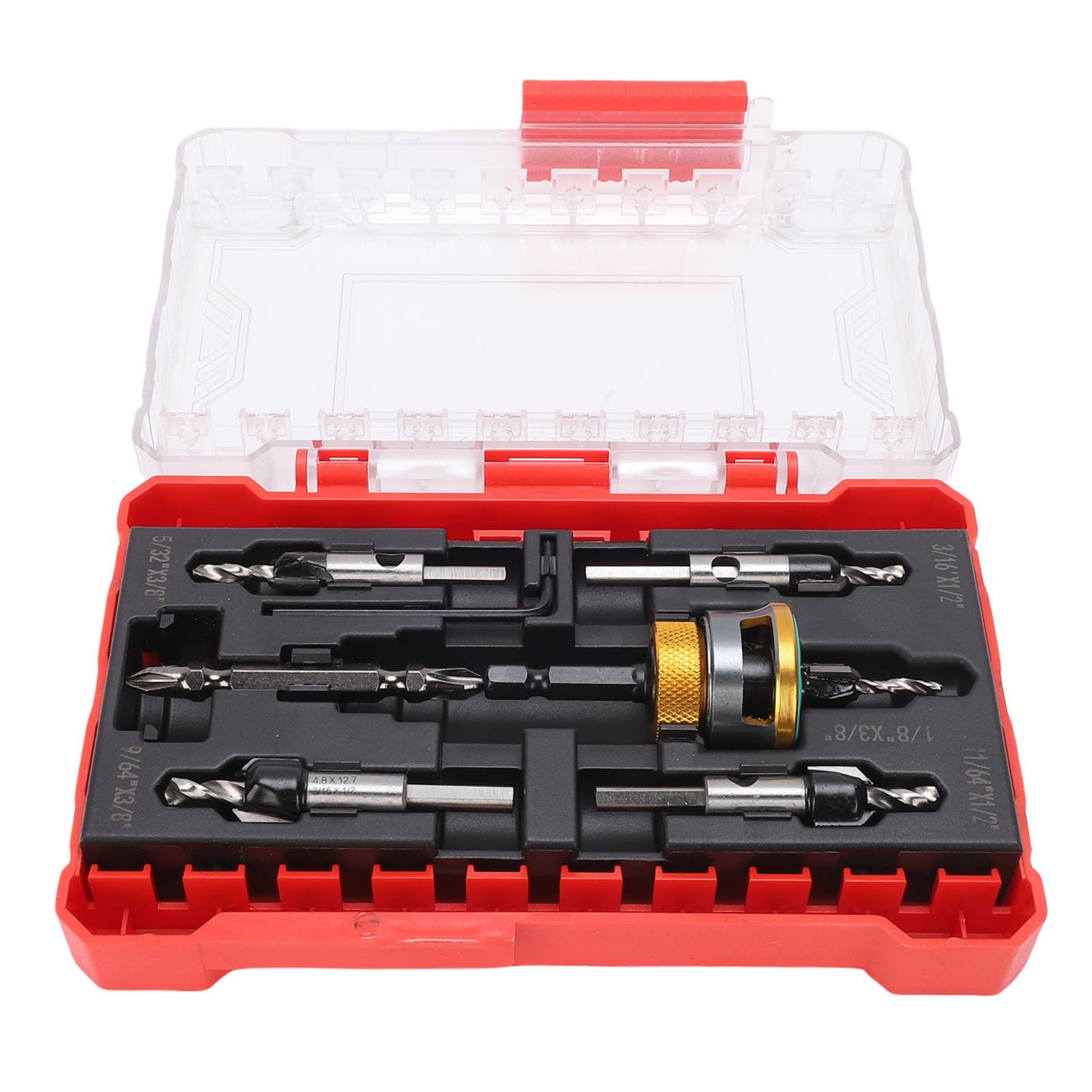 Yctze Juego de Brocas para Avellanador con Tope de Profundidad - Broca para Avellanador Vástago Hexagonal de 6,5 Mm Broca para con Tope de Profundidad - 4 Brocas de Repuesto - Herramientas y Hogar