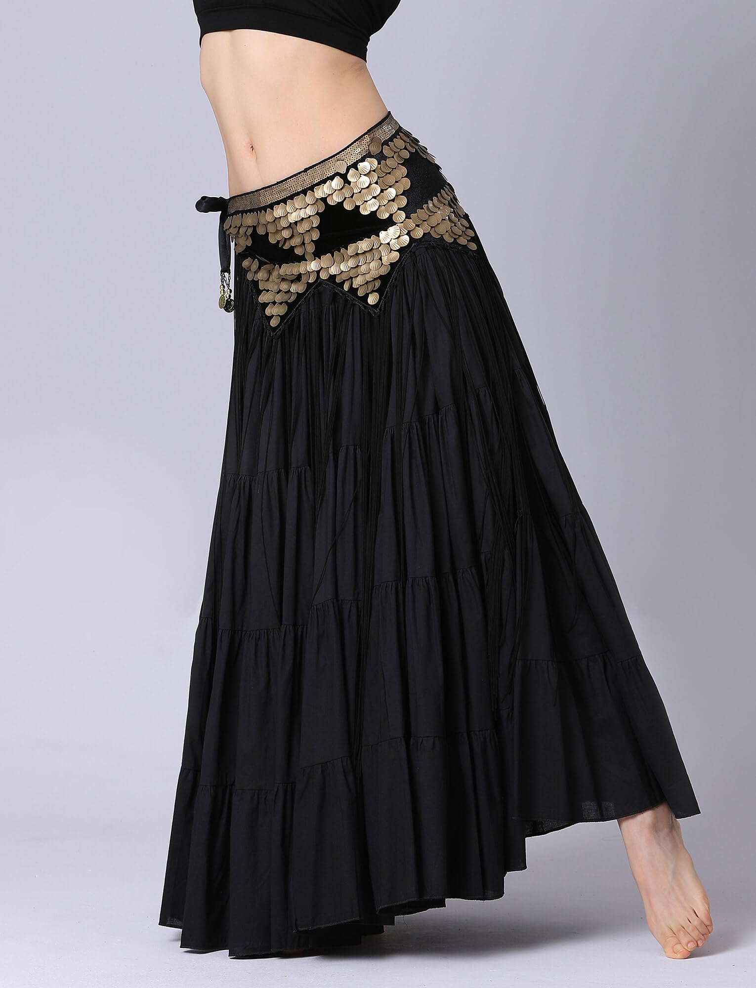 SEAUR Damas Danza del Vientre Pañuelo Lentejuelas Flecos Cinturón Envolvente Latino Danza Brillo Cinturón Falda Cintura Rumba Chacha Borla Falda de Baile