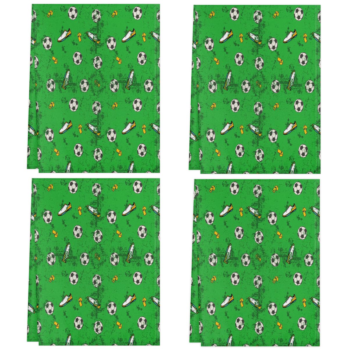 Preboun Fußball-Küchentücher Set, 4 Stück – Mikrofaser, Saugfähig, 60×40 Cm, Mit Fußball-Motiven, Für Küche & Sport-Partys