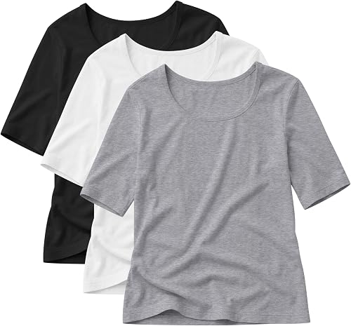 YooAurvox 3 Pack Girls Short Sleeve T-Shirts, 3-Color, 7-8 Years
