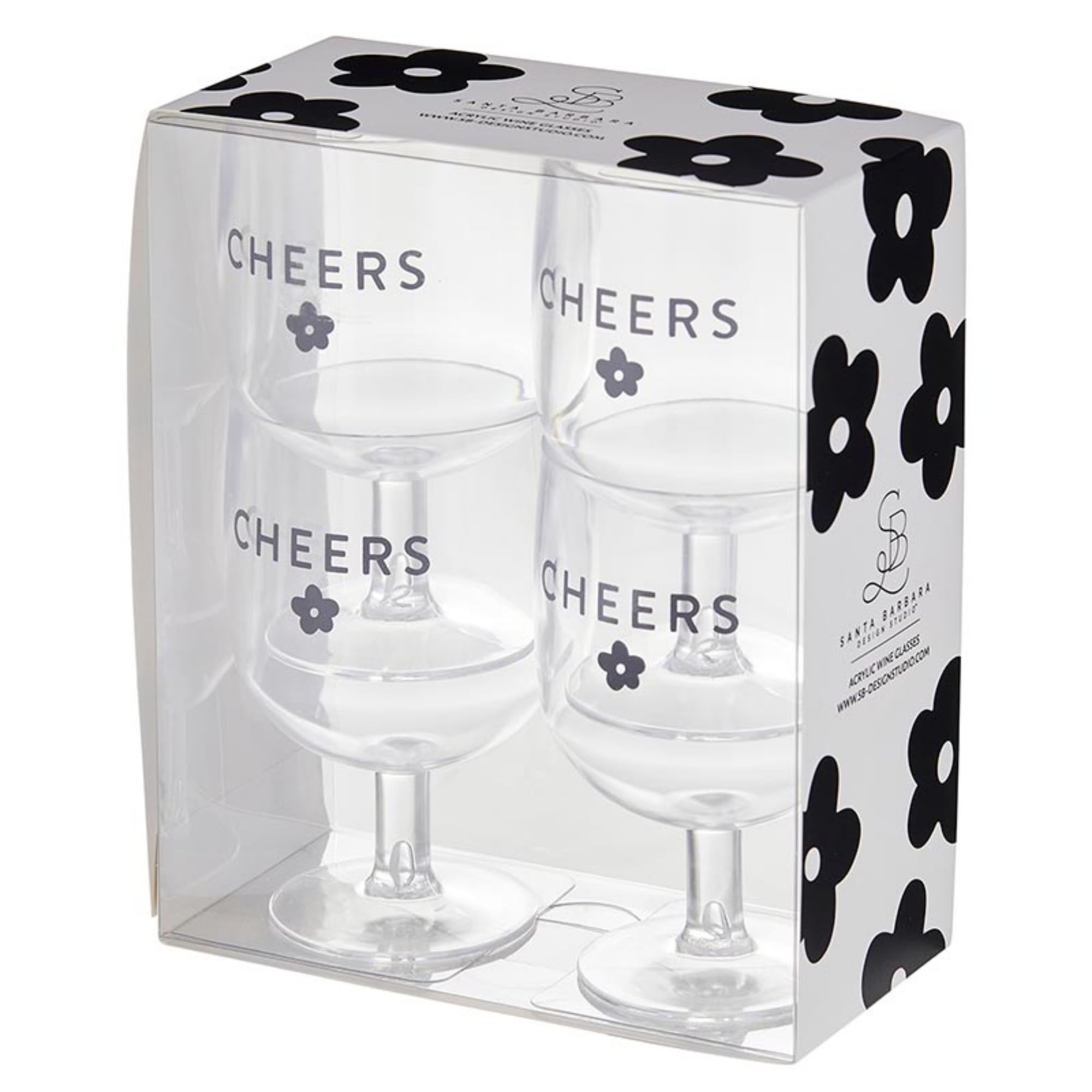 Santa Barbara Design Studio Copas de vino irrompibles Sippin' Bonitas copas de vino apilables de acrílico, juego de 4, Cheers