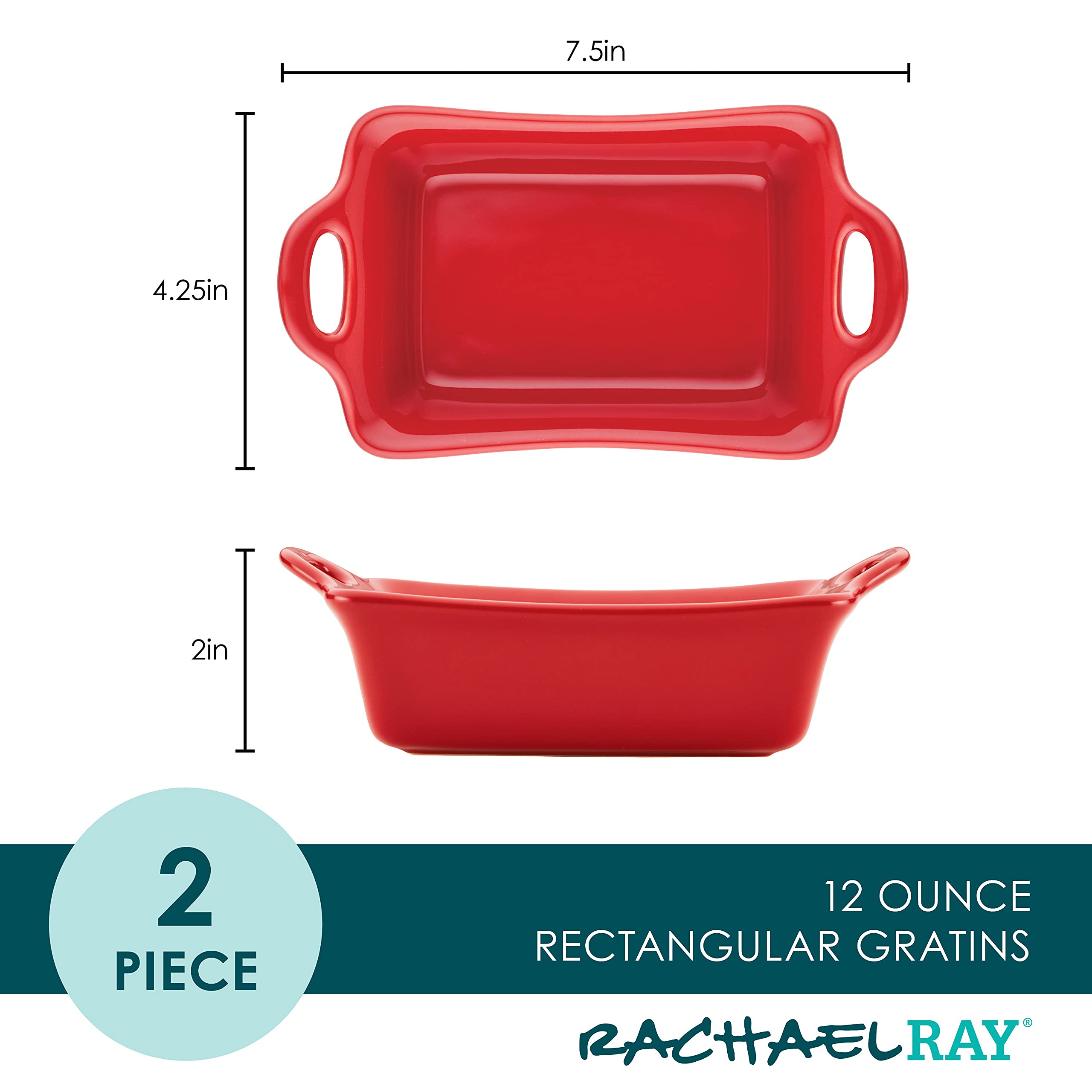 Rachael Ray Au Gratin Bakeware Set - 2 Piece Red -2