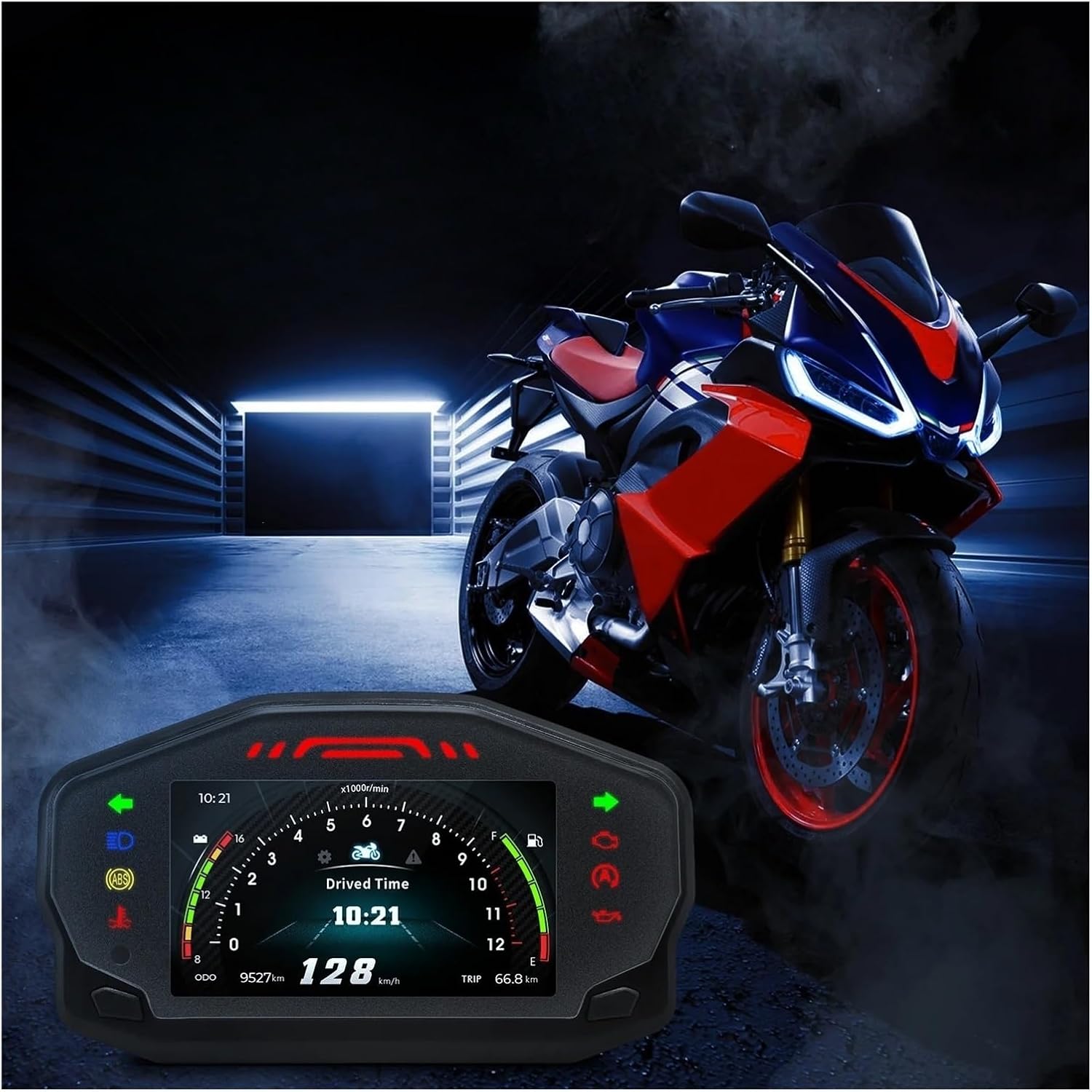 Motorcycle Speedometer Gauge 2023 Universal 12v Moto Dashboard TFT Screen Motorcycle Tachometer Instrument Panel Odometer Tachometer for 2/4 Cylinder