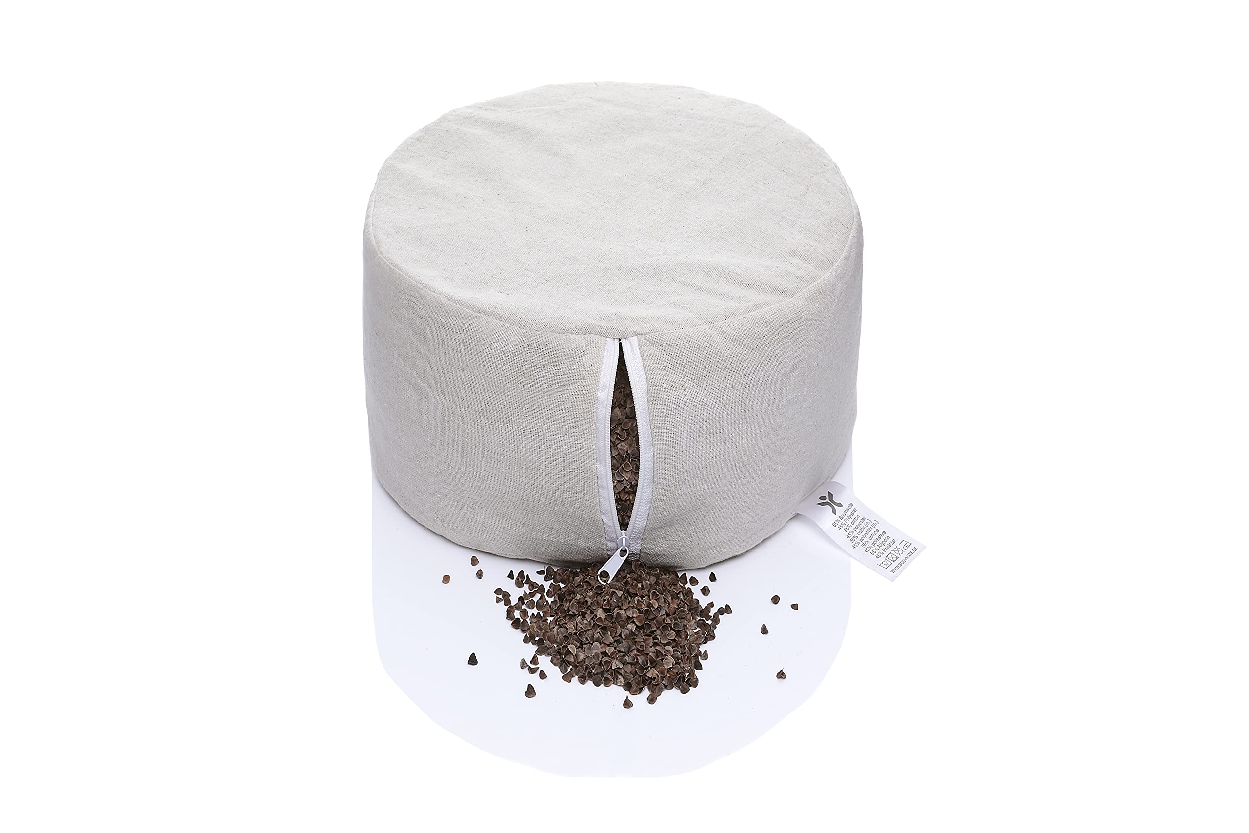 BODYMATE Cojín de yoga redondo de 31 cm de diámetro, 16 cm de alto, con relleno de piel de trigo sarraceno, funda lavable a máquina, 100% algodón extragrueso, cojín de meditación, cojín de asiento