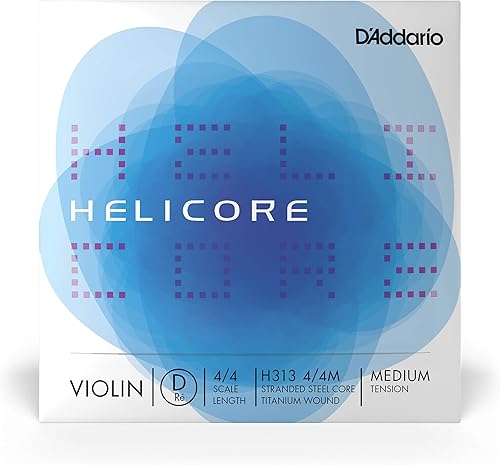 Vista 19 de D'Addario Helicore - Cuerda de violín de 4/4 de tamaño – Cuerda de titanio herida D – H313 4/4H – Cuerda en D solamente – Tensión pesada