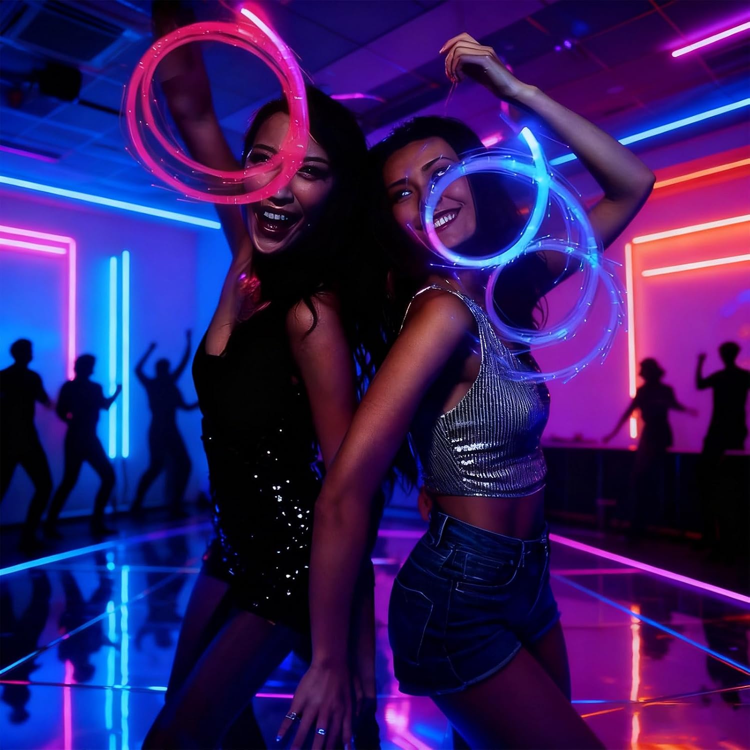 LED Fiber Optic Whip 6ft Rechargeable LED Whip Lights for Dance with 7 Colors and 5 Glow Modes,for Dancing,Parties,Light Shows, Music Festival