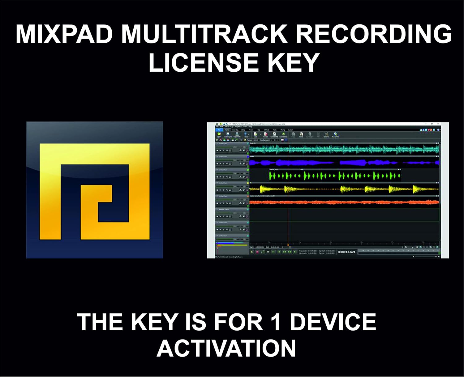 MixPad Multitrack Recording Software, Key, For 1 Device
