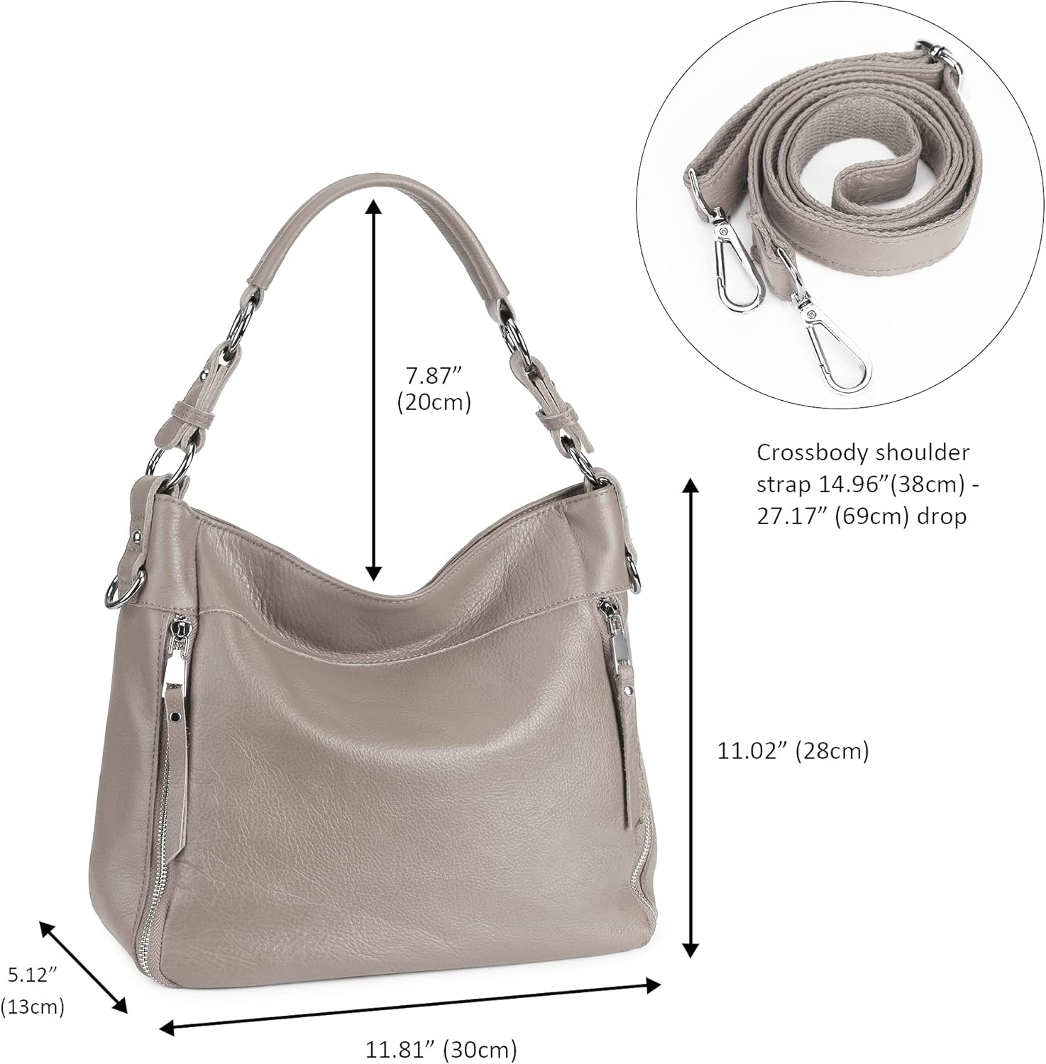 YALUXE Genuine Leather Shoulder Bags Stylish Hobo Handbags Purses Crossbody Bags for Women | Genuine Leather, Stylish - Image 6