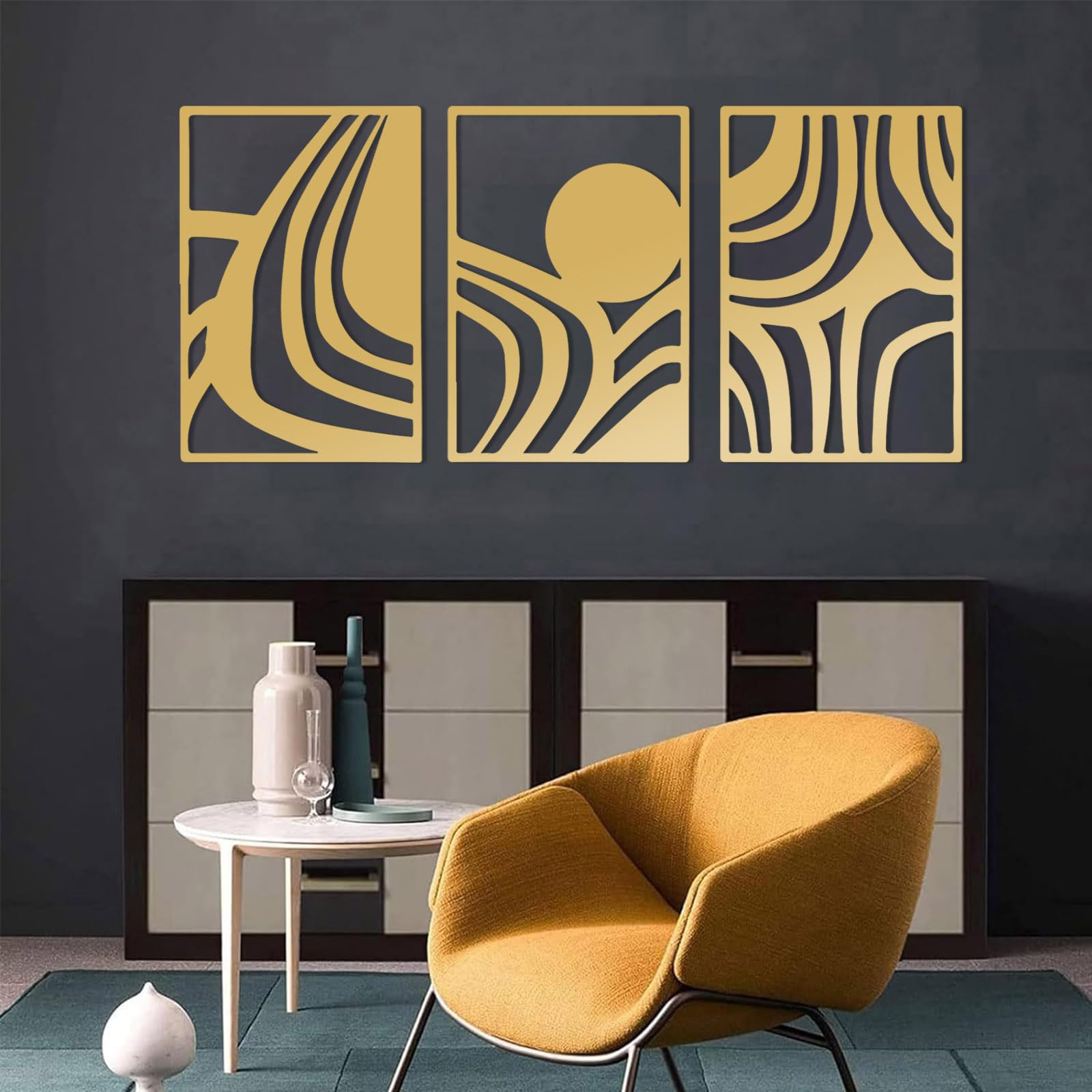 3 Stück Metall Wanddekoration - Minimalistische Liebessymbole Für Wohnzimmer & Schlafzimmer