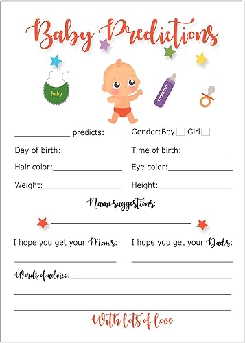 Miniatura 4 de LOTUS-A Juegos de baby shower Divertidas tarjetas de adivinar la frase y predicciones, 30 cartulinas gruesas de 7 x 5 pulgadas, impresas en la