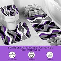 Vista 3 de beifivcl Juego de 4 cortinas de ducha moradas con alfombras antideslizantes, cubierta para tapa de inodoro y tapete de baño, juego de accesorios