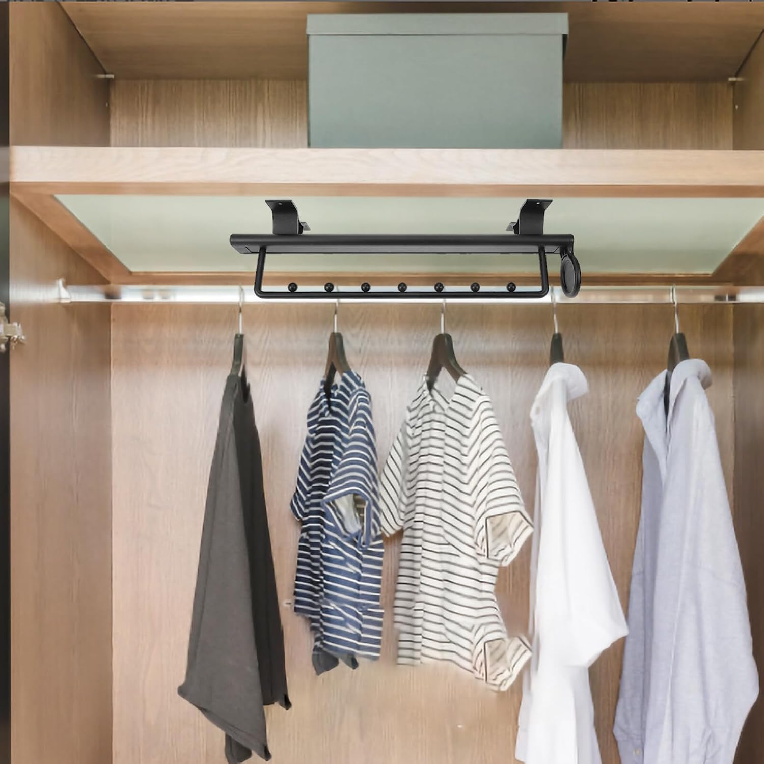 Retractable Closet Rod Pull out Clothes Hanger Bar 400mm Wardrobe Clothing Track Compact Storage for Home Organization