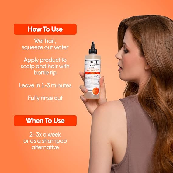 dpHUE Apple Cider Vinegar Hair Rinse Lite, 8.5 oz - Shampoo Alternative, Scalp Cleanser & Post Workout Rinse - Wont Weigh Fine Hair Down - Removes Buildup & Sweat
