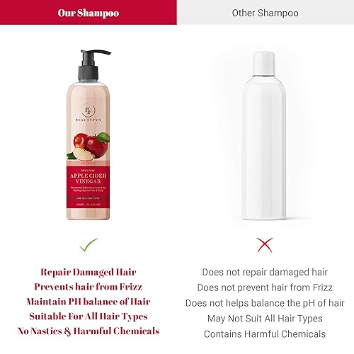 Miniatura 7 de BEAUTYFYN Champú de vinagre de sidra de manzana (6.8 fl oz)  Fórmula nutritiva natural para cabello y cuero cabelludo saludables e hidratados  Libre