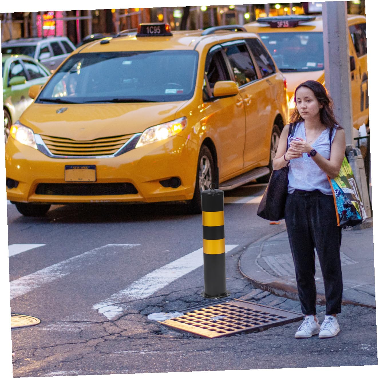 Borne de Sécurité D’allée en Acier Laminé à Froid, Jaune