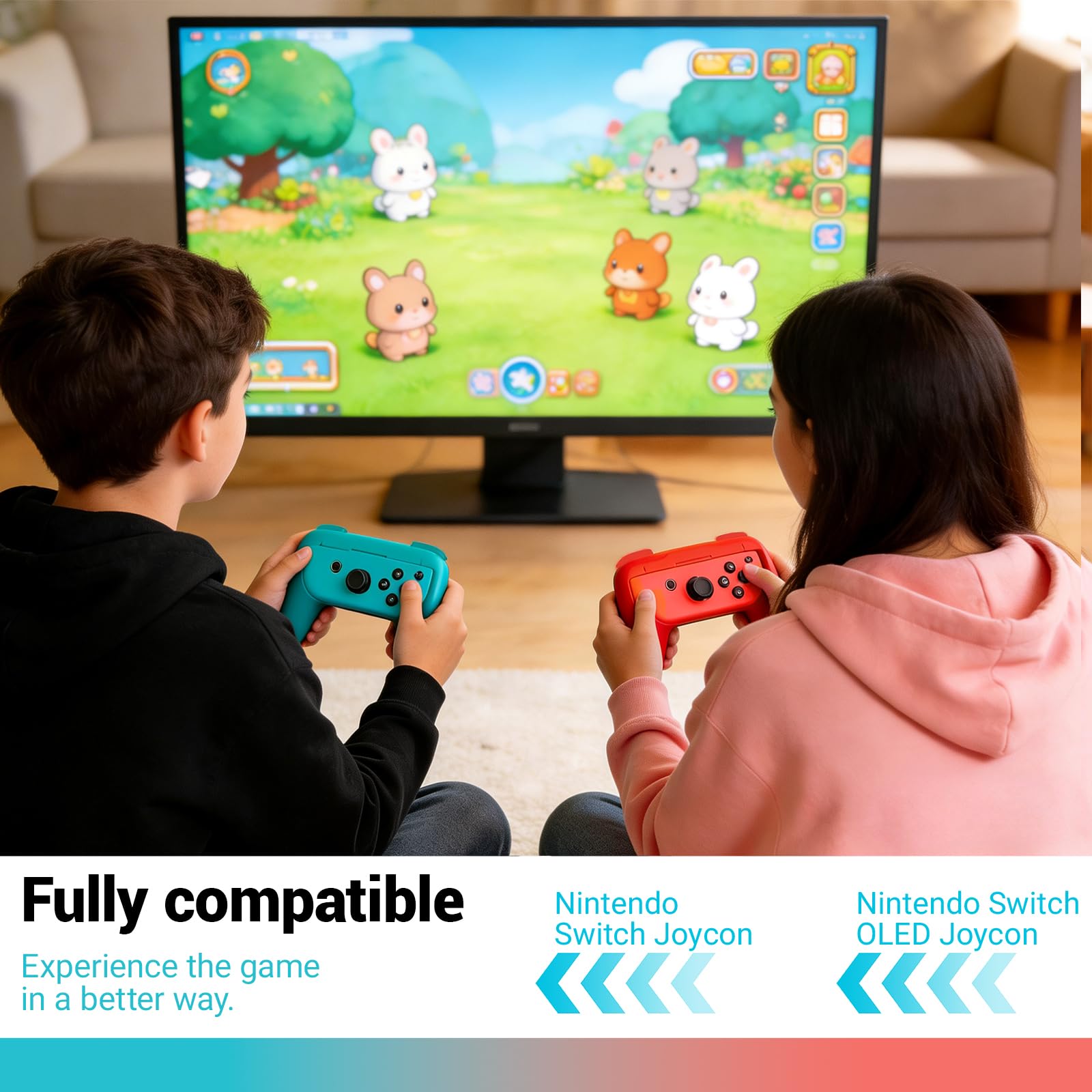 XIMEY Mando Switch, Mando Joycons Nintendo Switch, con 4 Tapas para Joysticks, Accesorios para Nintendo Switch 1 2 (B3) - 5