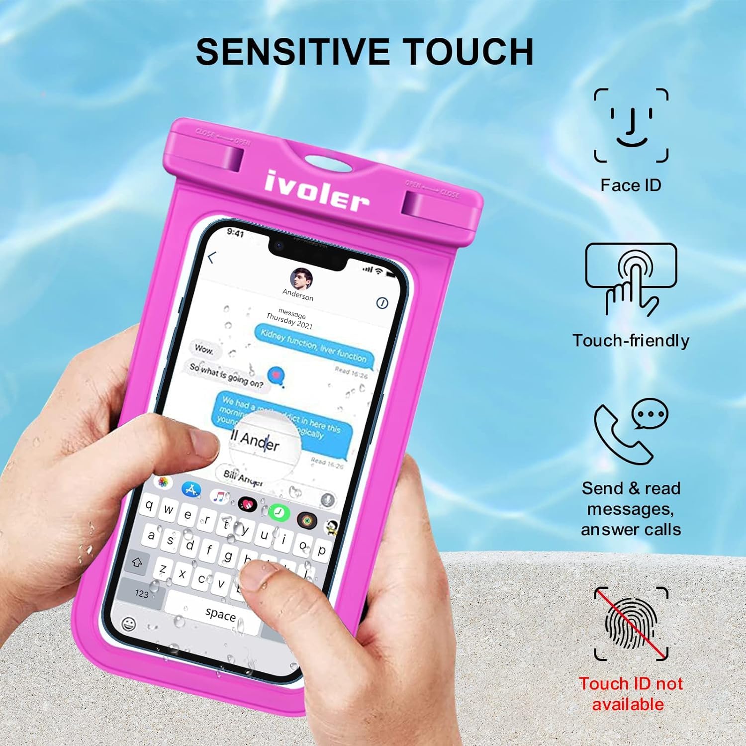 iVoler [4 Pezzi Custodia Impermeabile Smartphone IPX8, Sacchetto Impermeabile Cellulare fino a 7.0'', Universale Cover Subacquea per iPhone 17/16/15 Pro Max, Samsung, Xiaomi (Nero+Magenta+Blu+Verde)