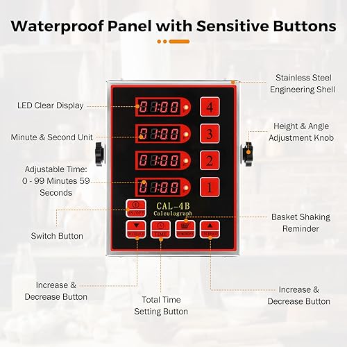 Miniatura 6 de BEAMNOVA Temporizador de cocina digital de 4 canales que cocina alarma fuerte reloj de acero inoxidable horas y minutos segundos Control de volumen