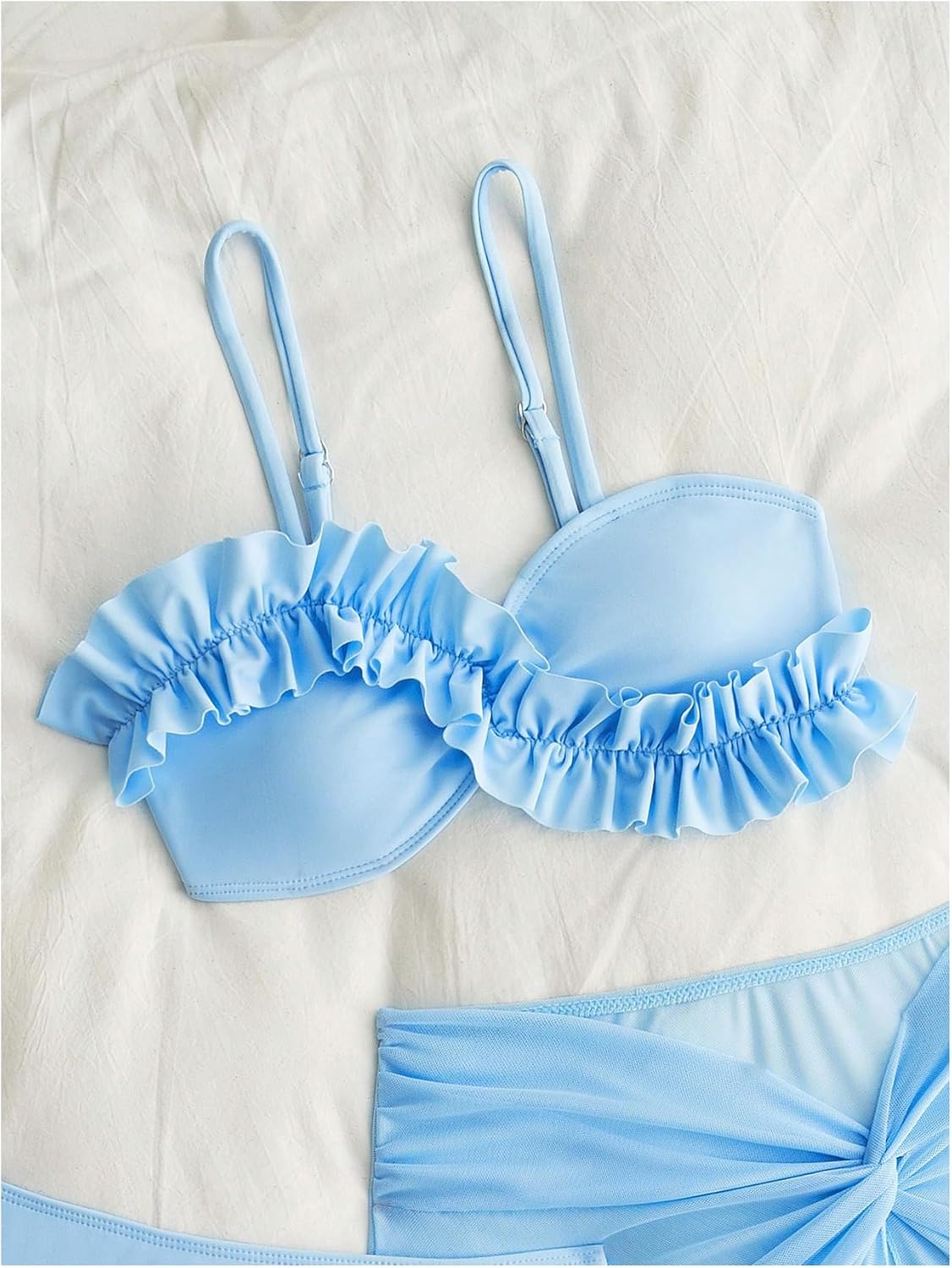 SHENHE Girl's 3 Piece Swimsuits Spaghetti Strap Ruffle Bikini Bathing Suit with Cover Up Skirt - Image 3