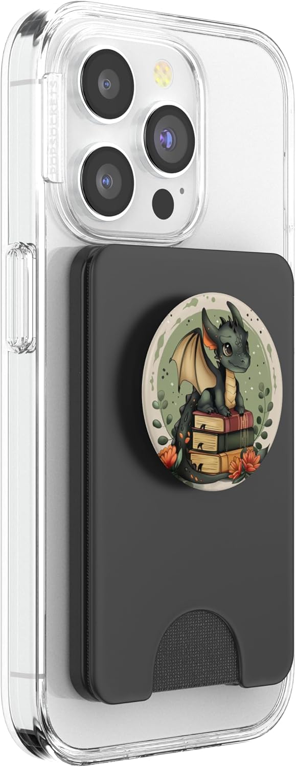 Book Lover Dragon Bookworm Reading Librarian PopSockets PopWallet for MagSafe