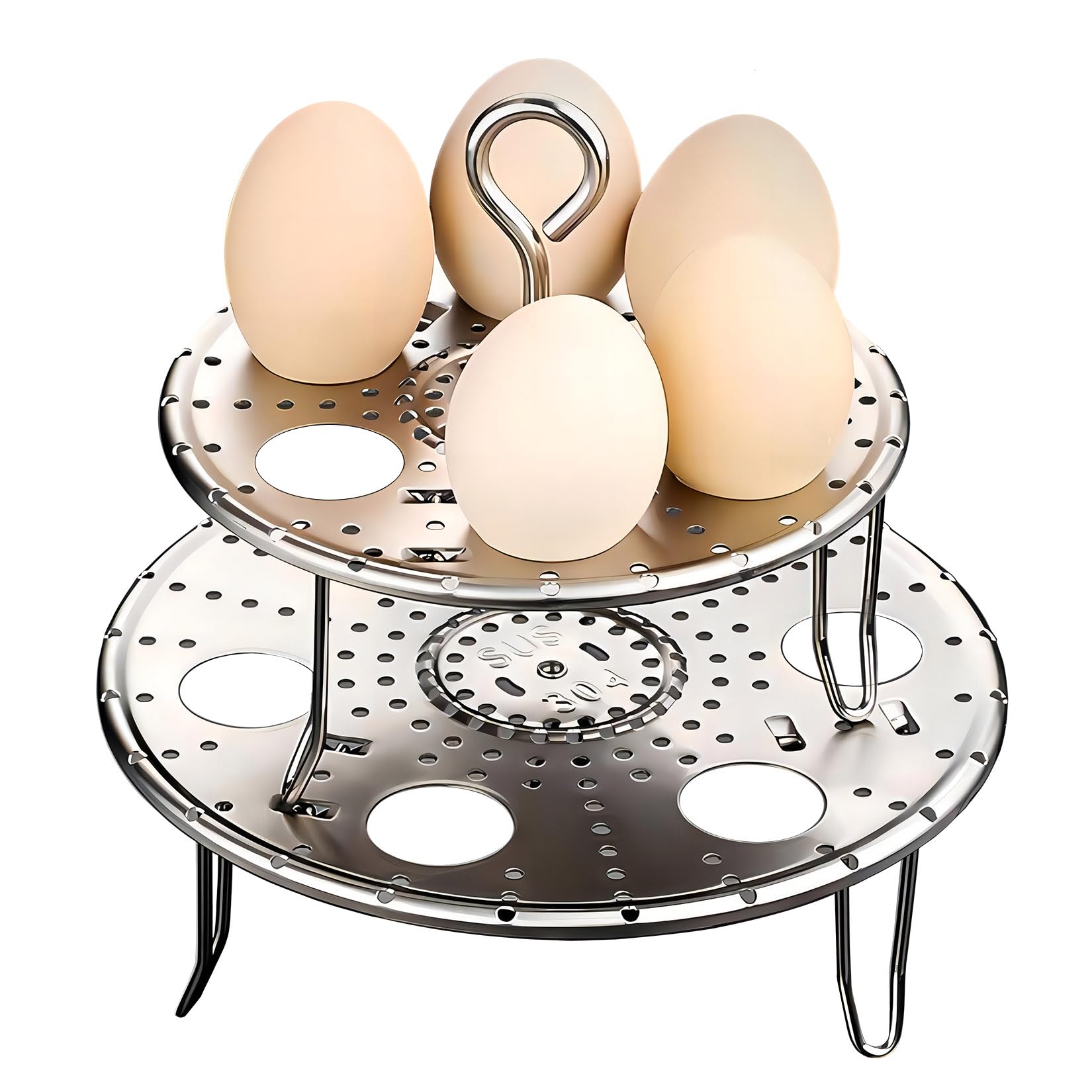REDANT Estante de acero inoxidable para huevos – Soporte plegable para huevos hervidos con mango extraíble, compatible con olla in