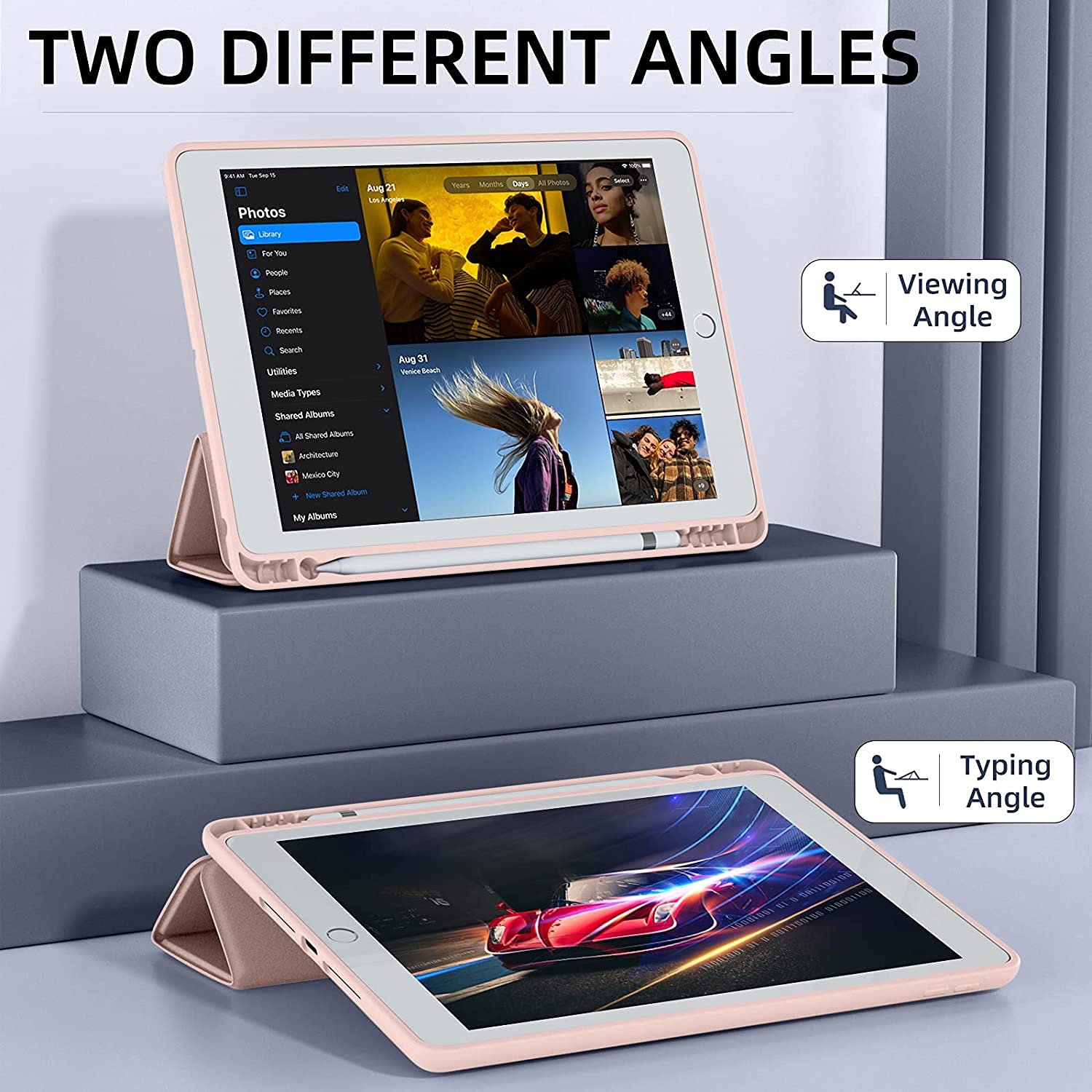 ProElite iPad Case - Pink with Pencil Holder -4