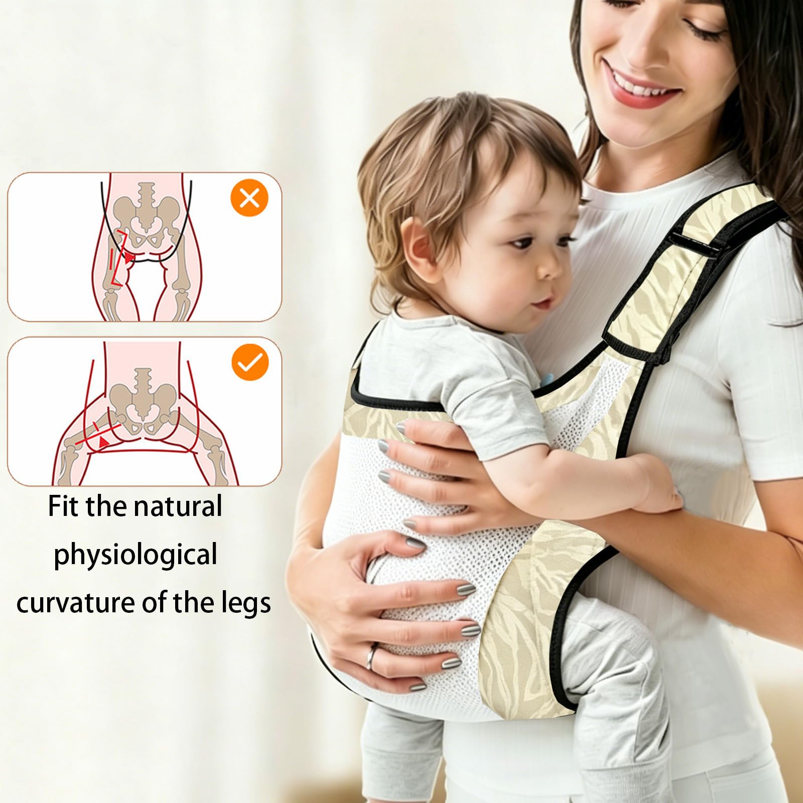 Fular Portabebe, Ajustable Mochila Portabebes, Portátil Portabebes para Bebés de 6 a 36Meses y Niños de Hasta 20kg (Amarillo)
