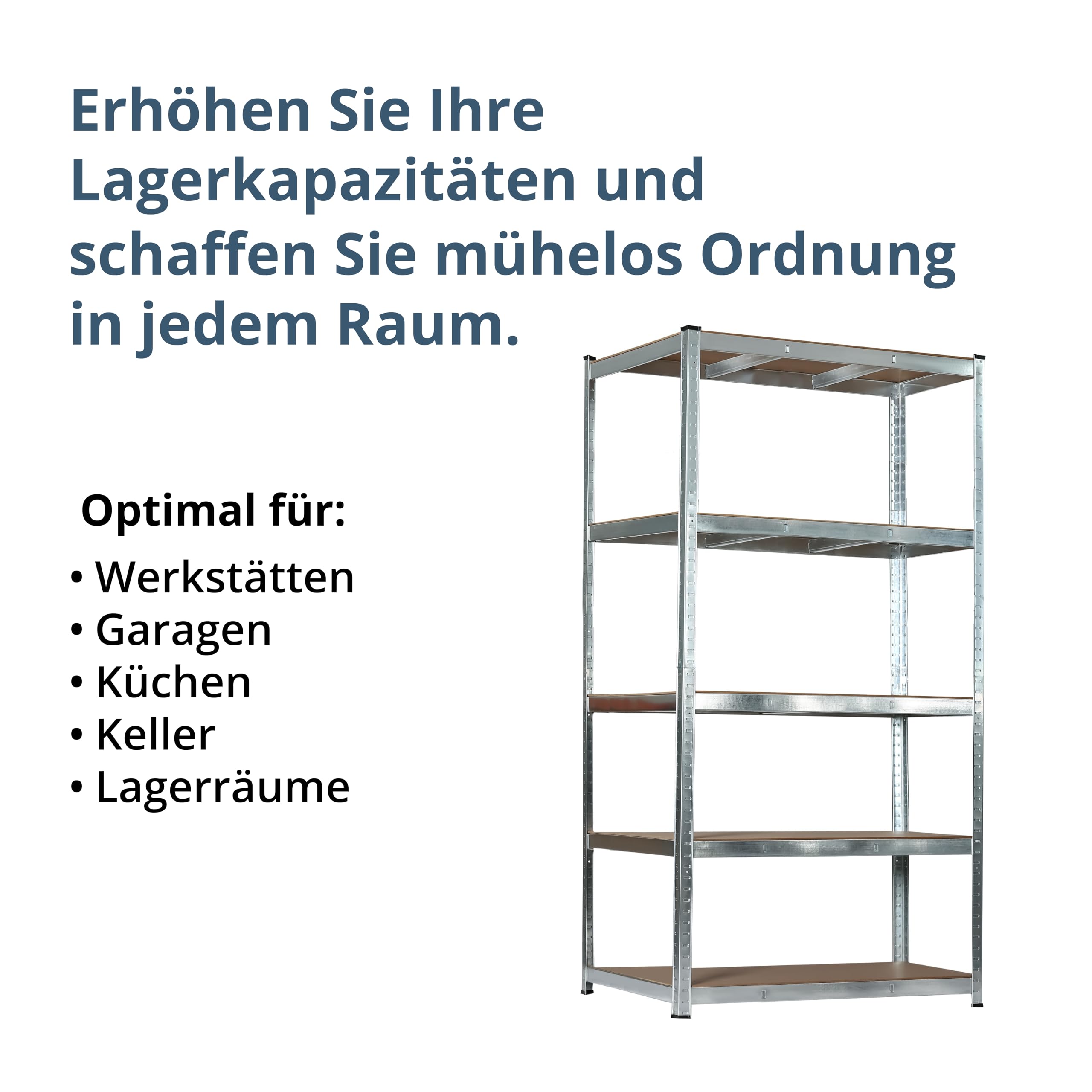 SCHULTE Regalwelt Stecksystem-Schwerlastregal - 5 MDF Böden 180x120x40 cm (HxBxT), verzinkt