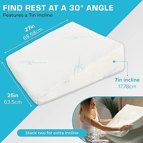 Miniatura 6 de Xtreme Comforts - Almohada de espuma viscoelástica de 7 pulgadas, hipoalergénica, transpirable, funda de bambú lavable, cojín de apoyo elevado,