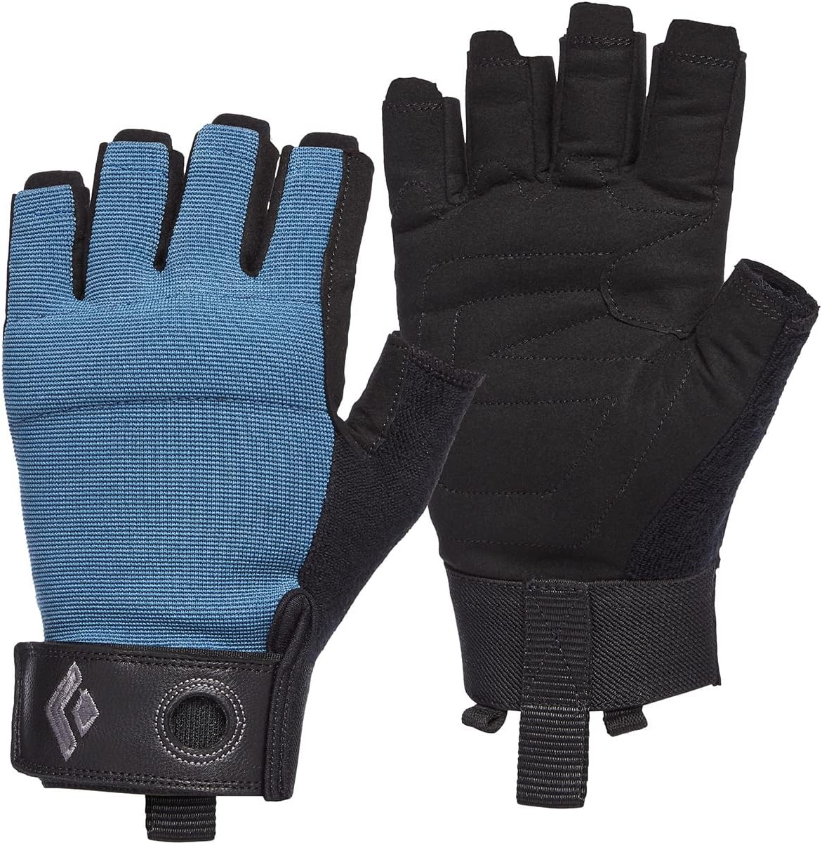 Black Diamond Men's Crag Half-Finger Gloves: Breathable Mesh, Durable Synthetic Palm for Belaying & Via Ferrata, Astral Blue XL