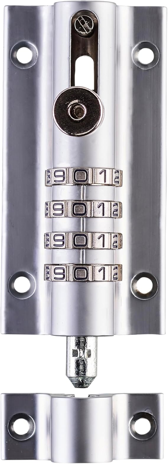 Squire Combi Bolt Door Lock (COMBI4) - 4 Wheel Combination Locking Bolt - Weatherproof Die Cast Body - Tamper Proof Slide Bolt - High Security Gate Lock for Home & Garages (Chrome, 120 mm)