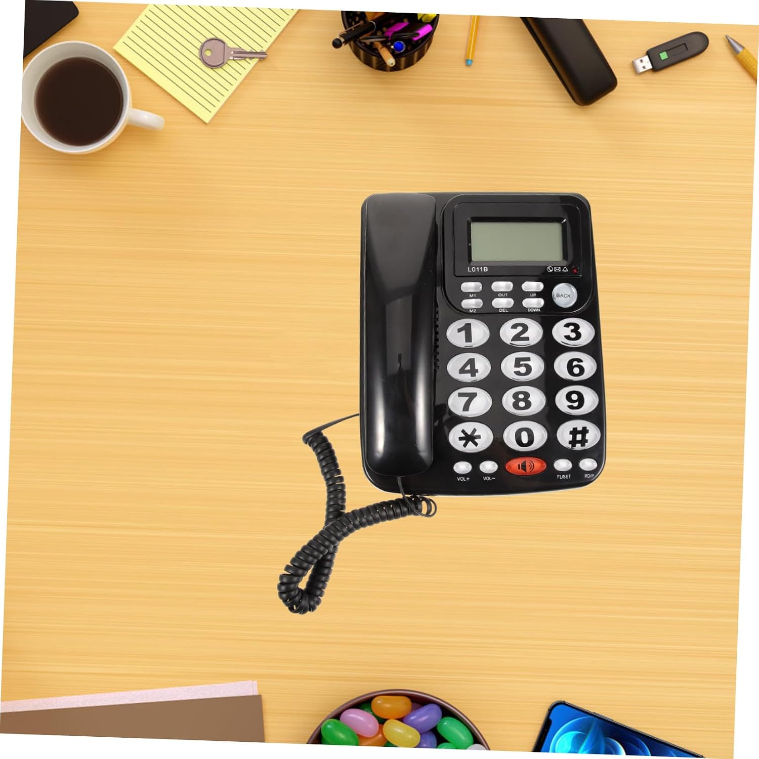TEHAUX Desktop with Display Screen Superior Sound Quality and Classic Design for Home and Office Use Sturdy Construction Efficient Communication Device