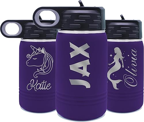 Miniatura 4 de My Personal Memories Botella de agua personalizada de 12 onzas para niños con pajilla, vaso aislado de doble pared para niños, niñas, escuela y