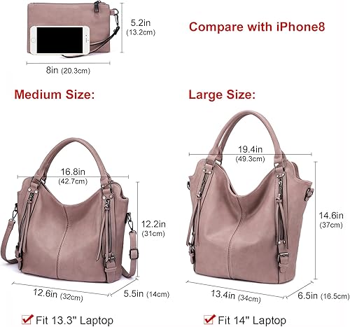 Miniatura 6 de Bolso de mano de piel sintética para mujer hobo moderno grande con correa de hombro ajustable A-black-3pcs-m, A-black-m, A-brown-3pcs-m, A-brown-m,