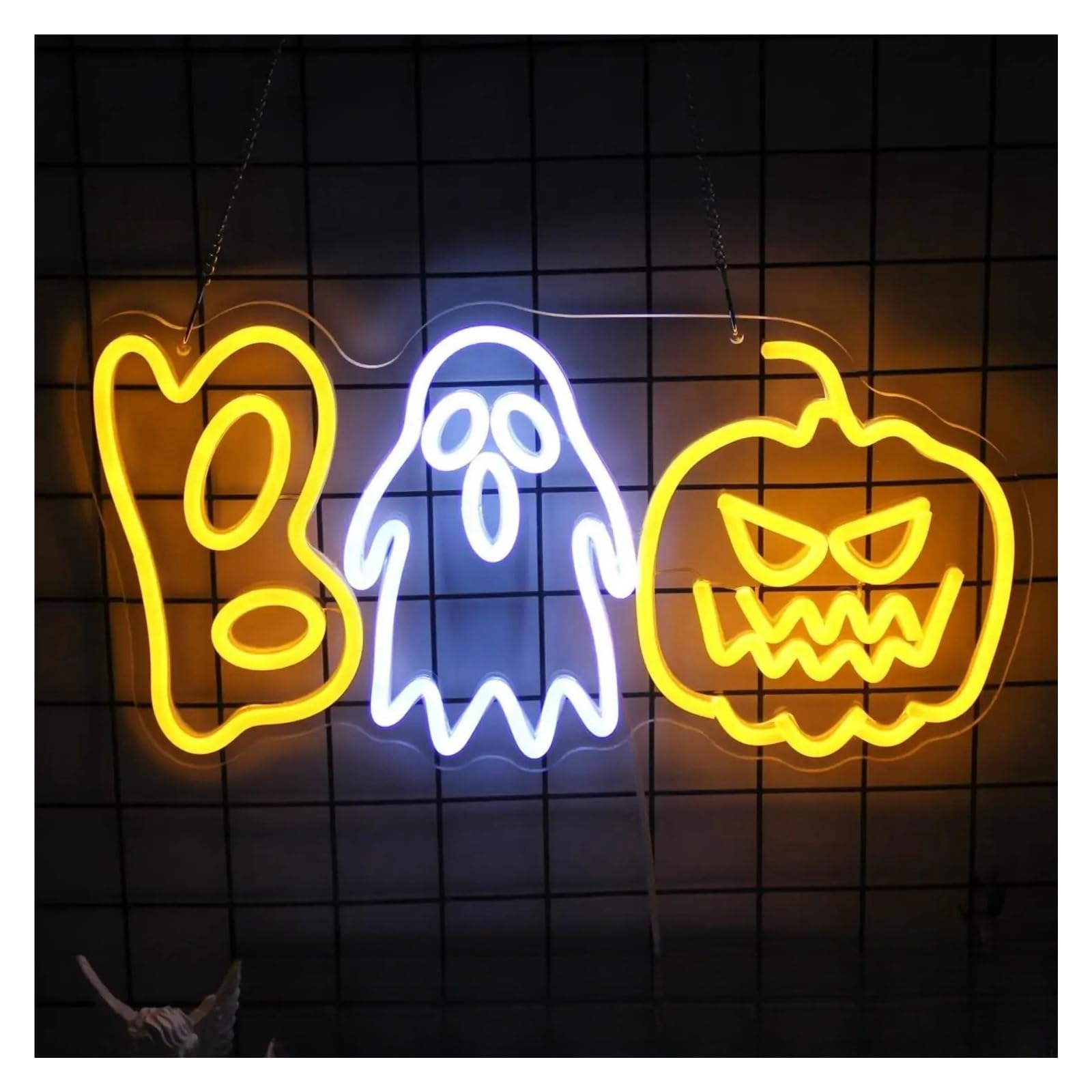 LEMST Signs Lamp Boo Neon Sign Ghost Pumpkin Spooky Light for Bedroom Bar Man Cave Party Home Decor Festival 43cmх22.5cm