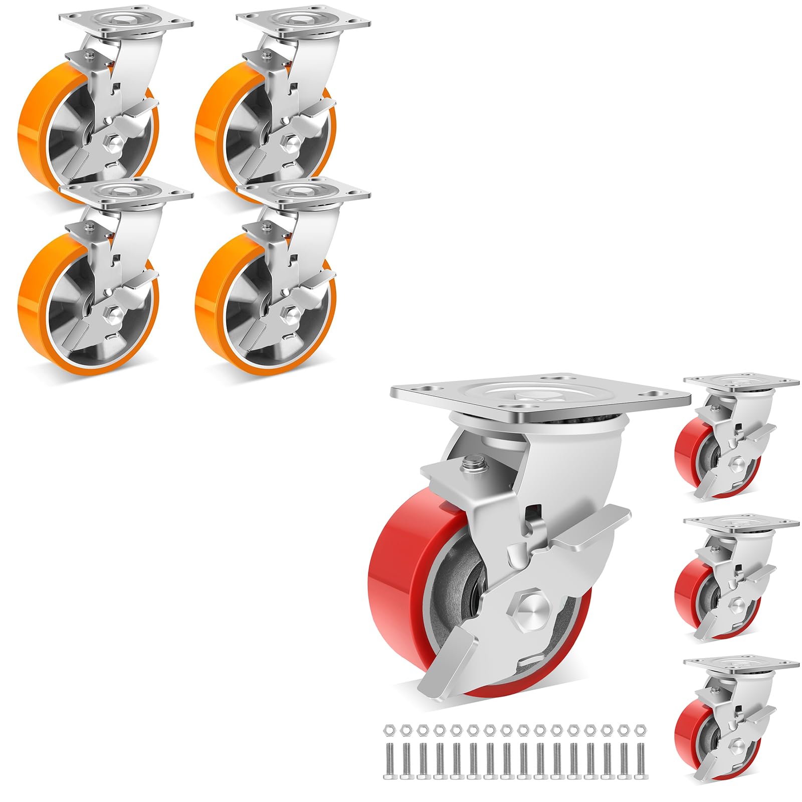 Sohnvwtgd 5 Inch Heavy Duty Casters And Industrial Locking Caster Wheels