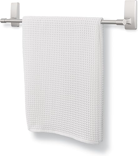 Miniatura 5 de Toallero de baño Command de níquel satinado con tiras adhesivas resistentes al agua, organizador de baño, barra de 61 cm de longitud que sostiene