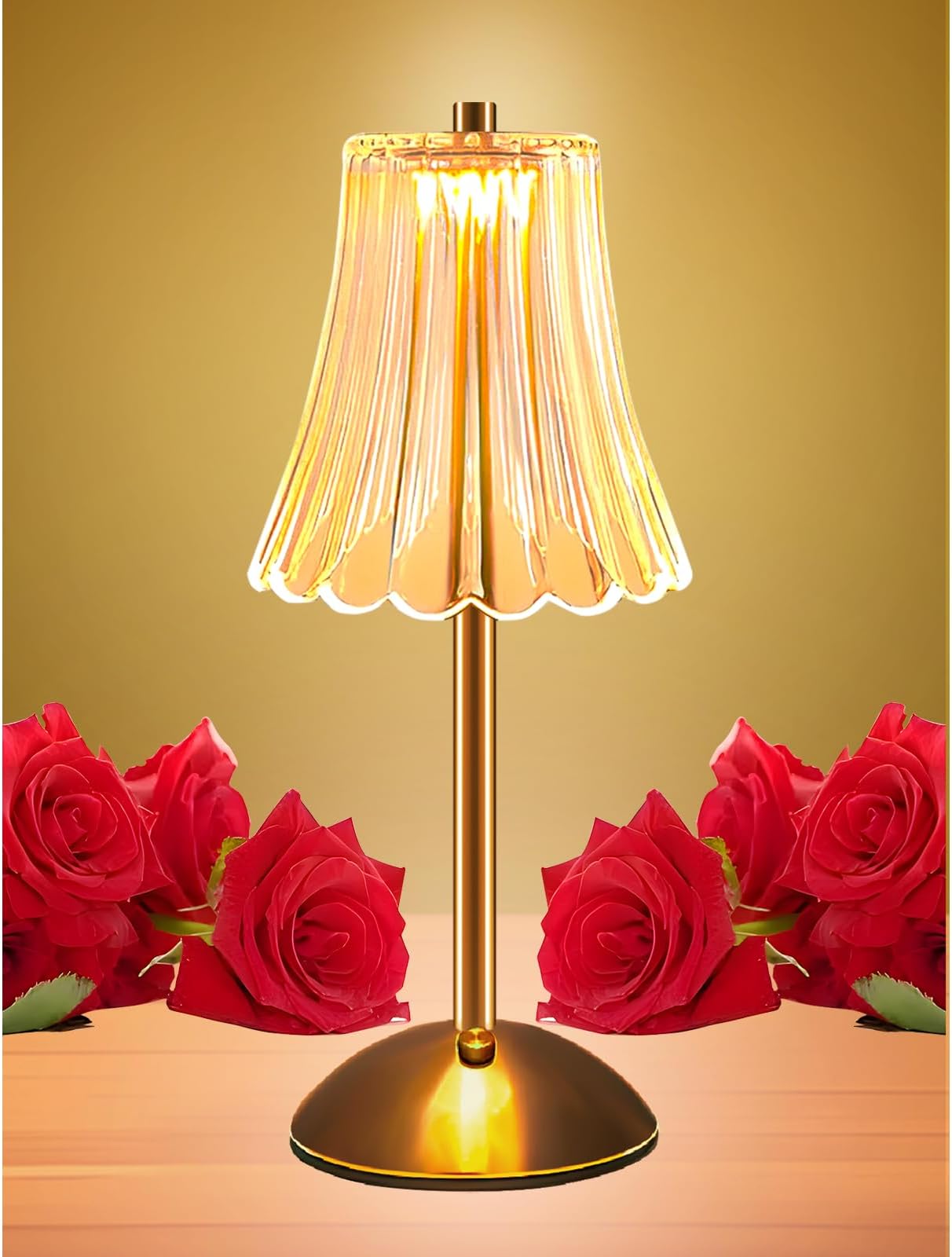 Mini & Small Cordless Table Lamp, Rechargeable Battery Operated Lamp for Bedroom, Waterproof Gold Rechargeable Lamp with 3 Colors + Dimmable, Touch Lamps for Nightstand, Kitchen, Living Room, Outdoor