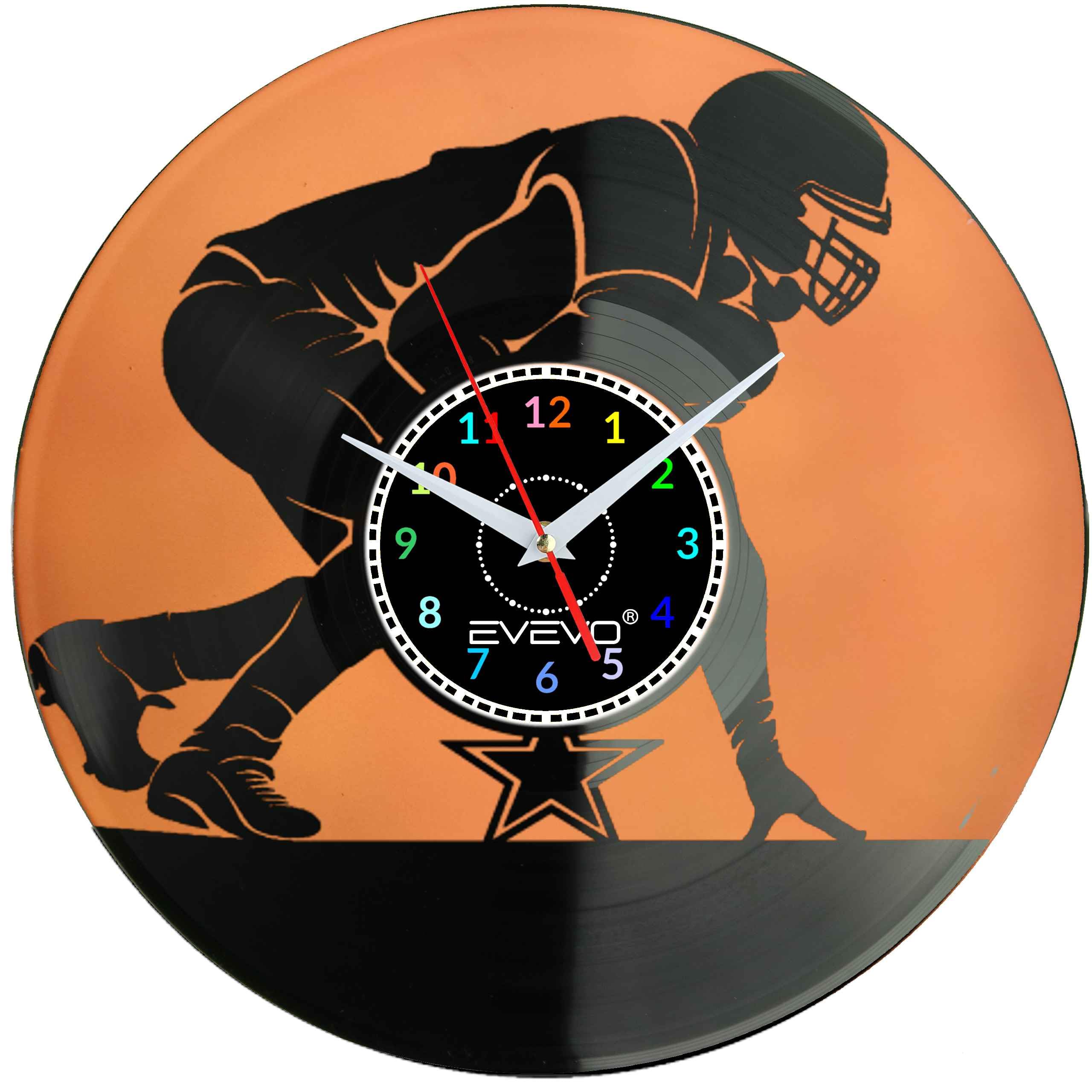 ZEGAR ŚCIENNY AMERICAN FOOTBALL FLUORESCENCYJNE TŁO PŁYTA WINYLOWA PREZENT UPOMINEKA GIFT EVEVO SOUVENIR F0090