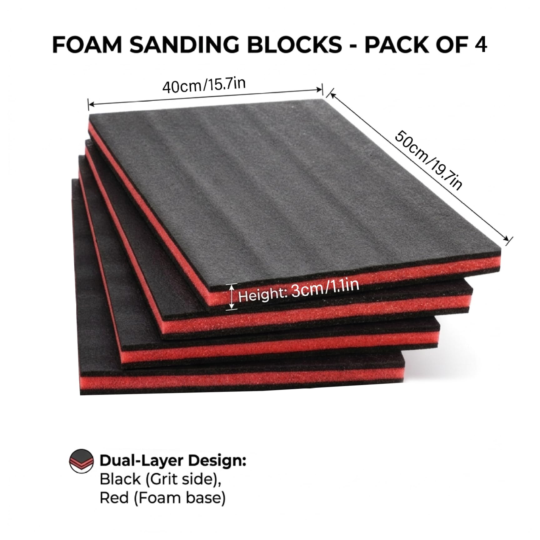 Schaumstoffeinlagen für Koffer 4 Stück schwarz-rote Polyethylenplatten 15,75 x 19,69 x 1,18 Zoll hochelastischer reißfester Organizer