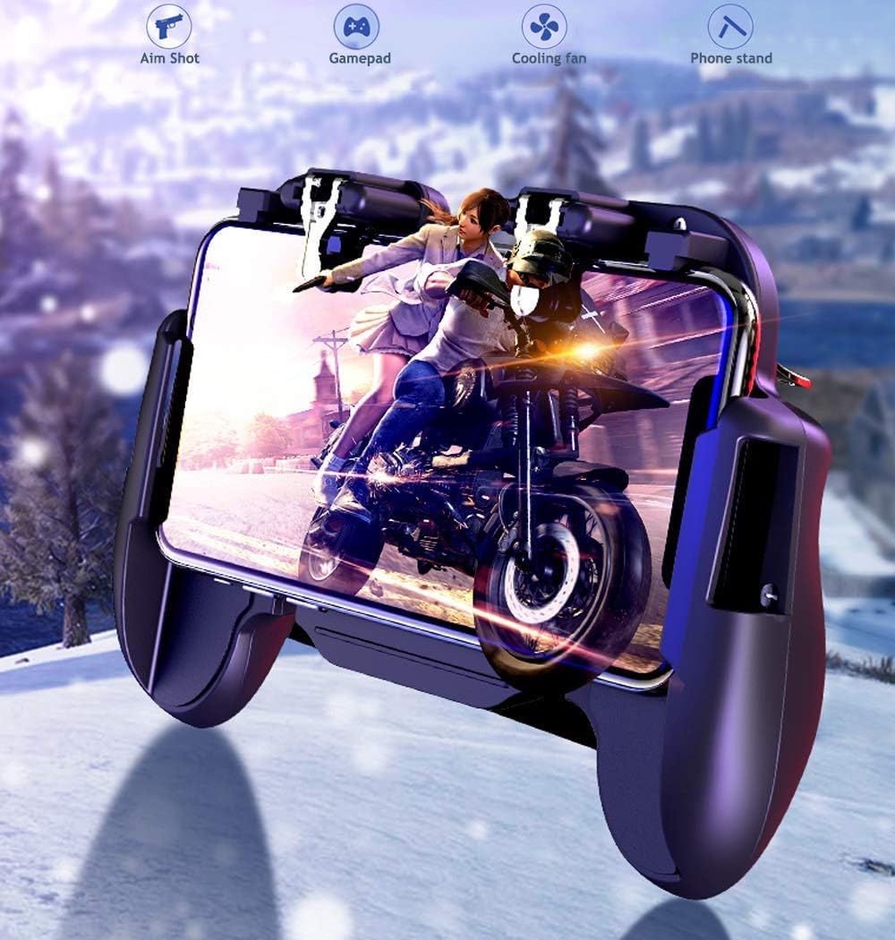 PUBG Mobile Game Controller for Phone iOS,Android Gaming Controller Cooling Fan,Phone Gaming Trigger for Pubg Fortnite/Rules of Survival Gaming Joysticks for 4.7-6.5" Smartphones (Renewed)