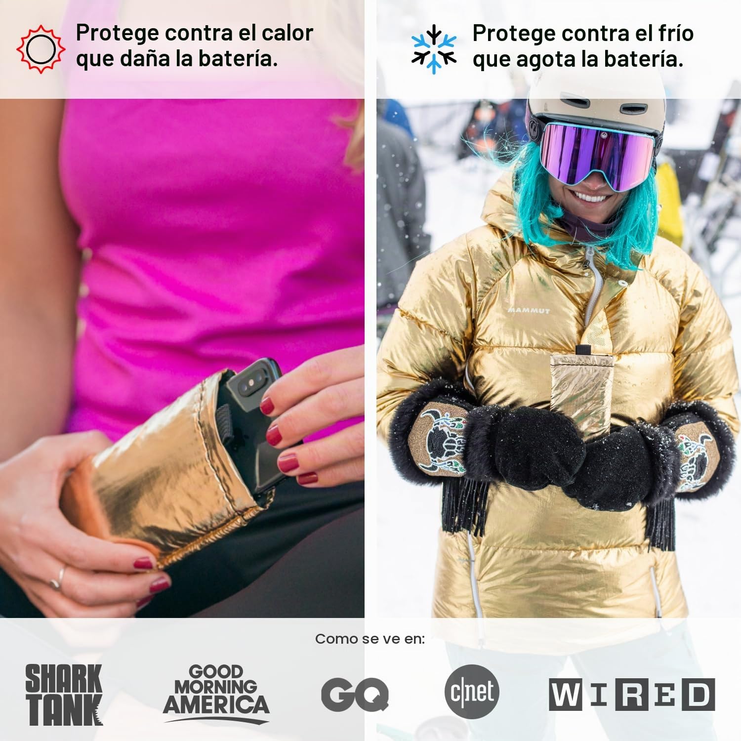 Phoozy Apollo Plus - Estuche térmico para teléfono inteligente iPhone, Samsung, Huawei, Xiaomi, funda con revestimiento suave, protege de temperaturas extremas, ayuda a ahorrar batería, dorado