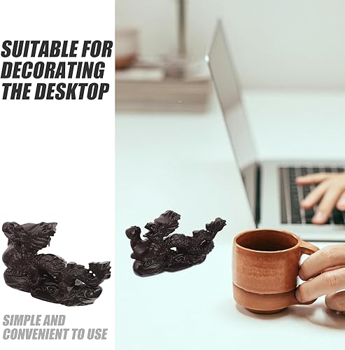 Miniatura 4 de Sosoport Figura de dragón tallada a mano de madera 2024 Estatua de dragón de año nuevo chino de 4.7 in, escultura de dragón del zodiaco Fengshui,