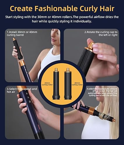 Miniatura 5 de Airwrap Multi Styler, 8 en 1 profesional Air Wrap, cepillo para secador de pelo Air Styler, con rizadores de envoltura automática, juego de peinado