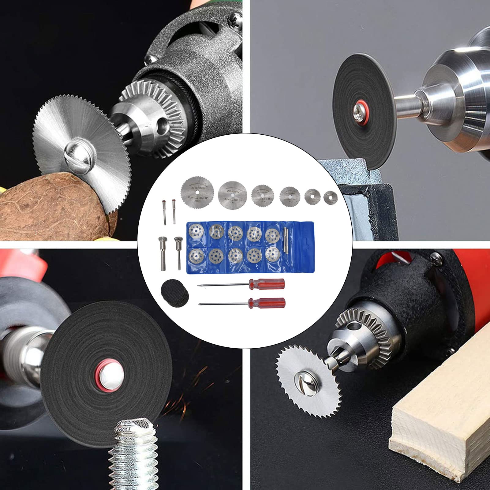 Respicefinem 44Pcs Cutting Wheel Set Diamond Cutter Wheels Circular Saw Blades Resin Cutting Discs High Speed Steel Material Fast Smooth and Precise Cutting Suitable for Aluminum
