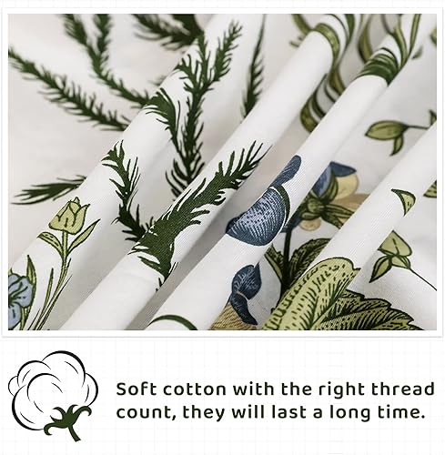 Miniatura 7 de QSH Sábanas 100% algodón para cama tamaño King, patrón de plantas de flores amarillas, algodón botánico de lujo, estampado floral, tamaño King con